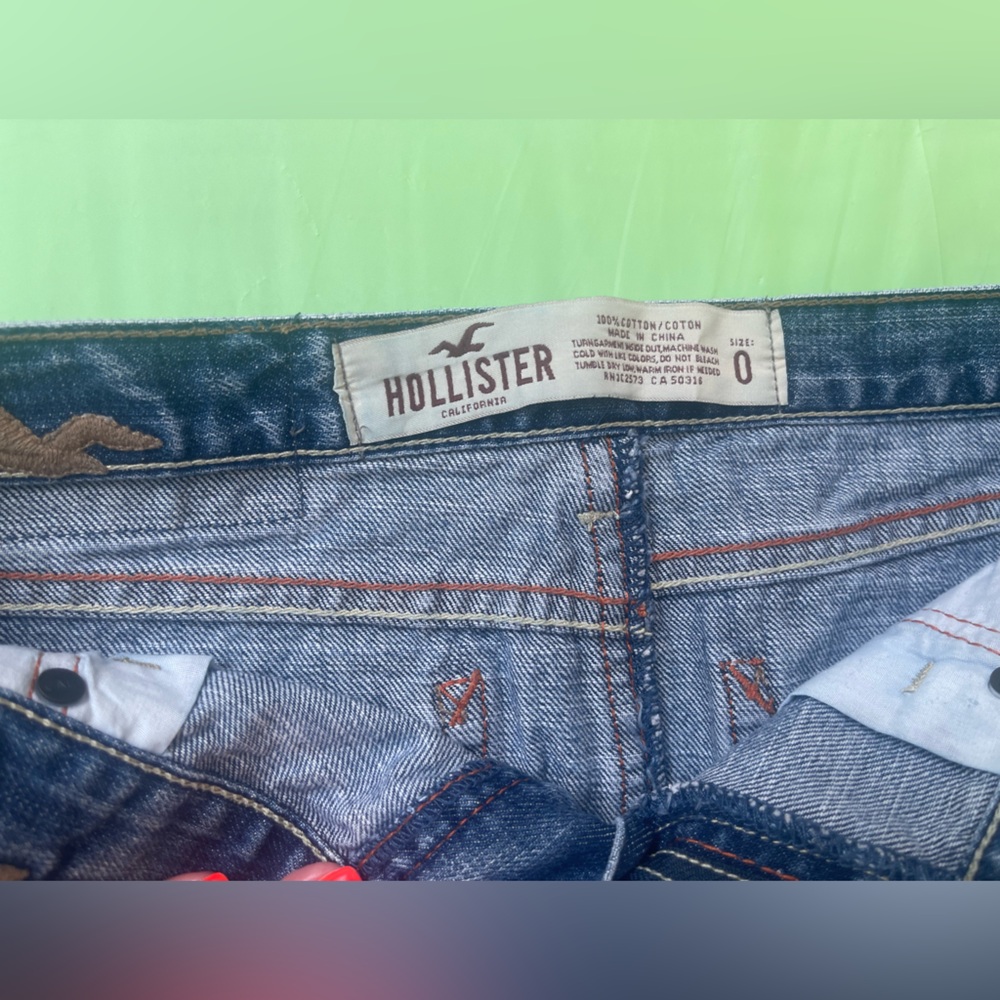 HOLLISTER LEGENDARY ULTRA MINI  DISTRESSED JEANS Denim Mini Skirt CALI SIZE 0 - Picture 3 of 14